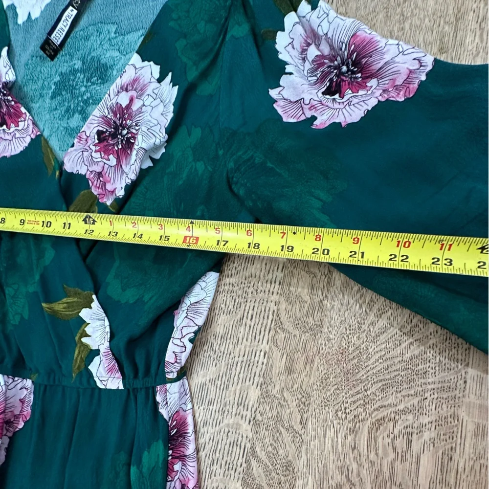 Aleah Dress Plenty by Tracy Reese Anthropologie Floral Faux Wrap Green medium - Picture 16 of 16